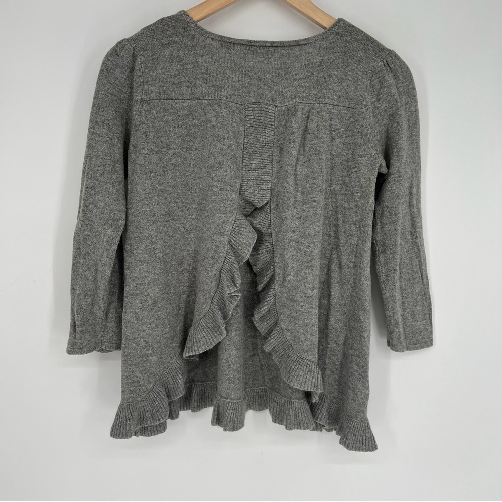 Acrobat Sweater Women's Small‎ Silk Cashmere Ruffle Hem Pullover Gray Back Slit - Picture 7 of 12